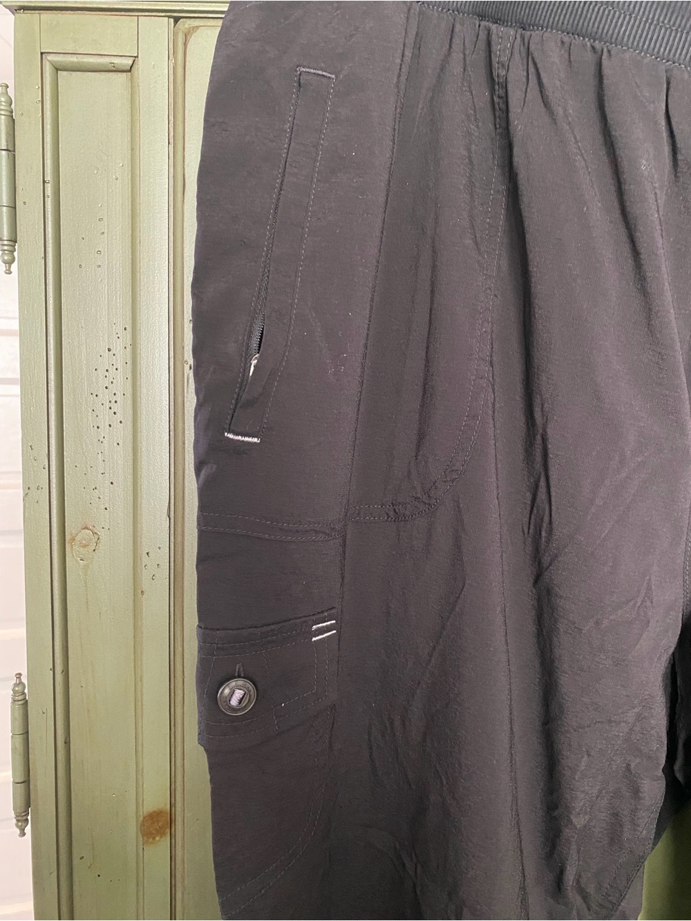 L.L. Bean Black Cargo Pants with Drawstring Waist - Picture 2 of 5